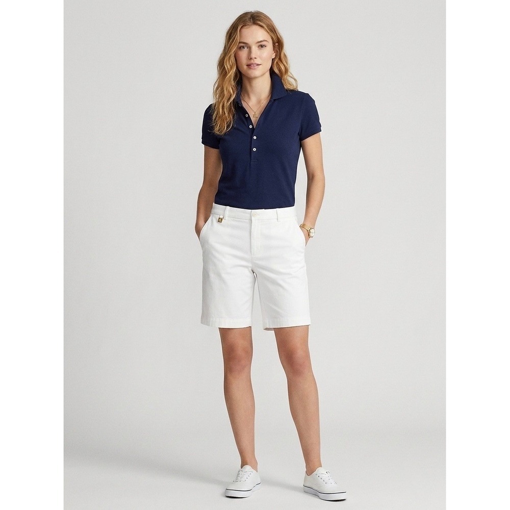 Lauren Ralph Lauren Womens White Cotton Blend Bermuda Chino Shorts Size 14